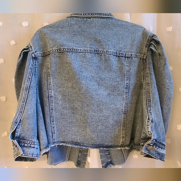 EUC Puff sleeve denim crop jean jacket 3XL - Picture 4 of 10
